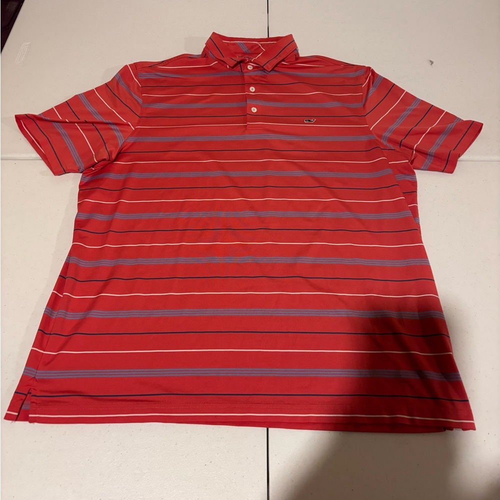 Vineyard Vines Performance Striped Polyester Golf Polo Shirt Men’s Size XL